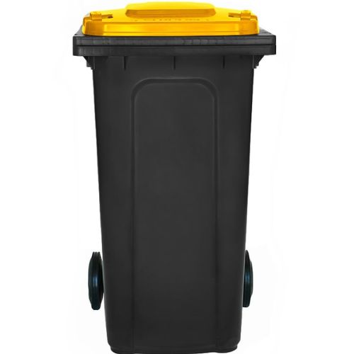 Wheelie bin 240 Litre black base, yellow lid