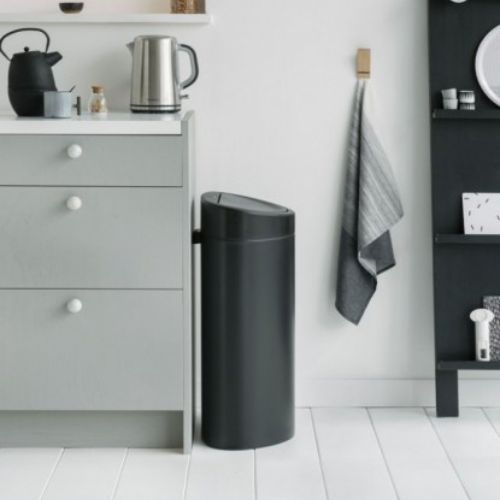 Brabantia 40 Litre Flatback Touch Bin matt black side view