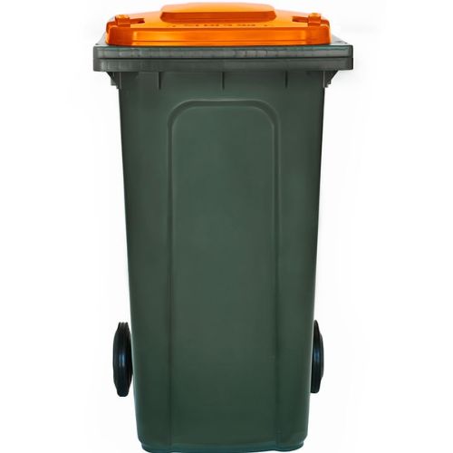 Wheelie bin 240 Litre green base, orange lid