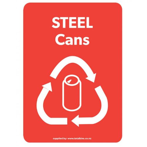A4 Colour Recycling Label Red Steel Cans