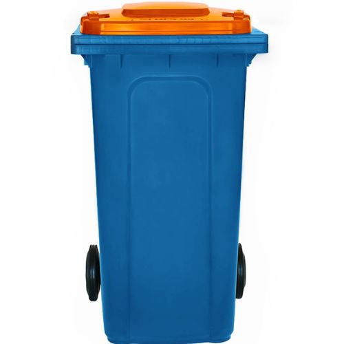 Wheelie bin 240 Litre blue base, orange lid