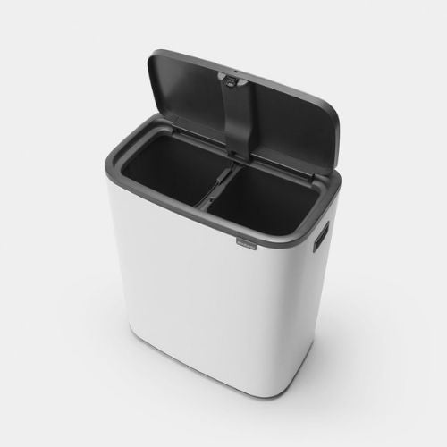 Brabantia Bo Touch Bin, 2x 30 Litre White Lid open