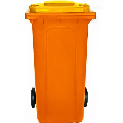 Wheelie Bin 240L orange base, yellow lid