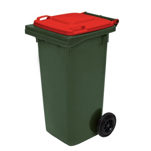 Wheelie Bin 120 Litre green base, red lid