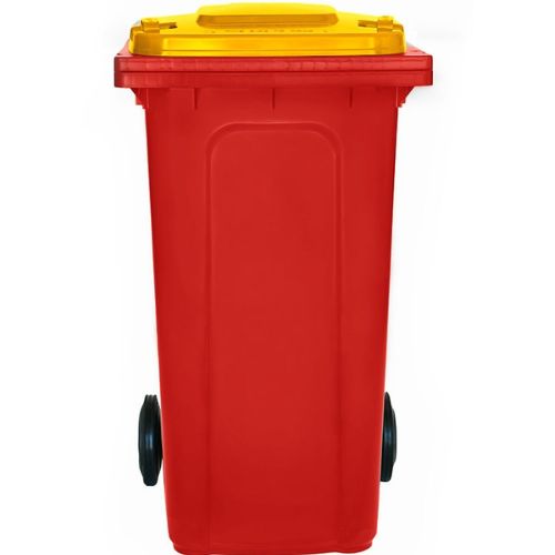 Wheelie Bin 240L red base, yellow lid