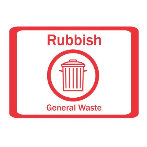 Recycling Labels - A5 Red Rubbish