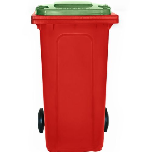 Wheelie Bin 240L red base, nature green lid