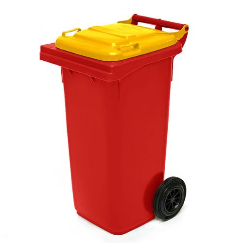 Wheelie Bin 80 Litre red base, yellow lid