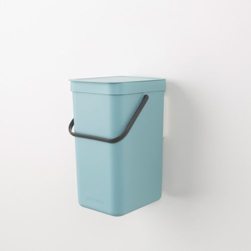 Brabantia Sort & Go 12 Litre Bin Mint Green attached to wall