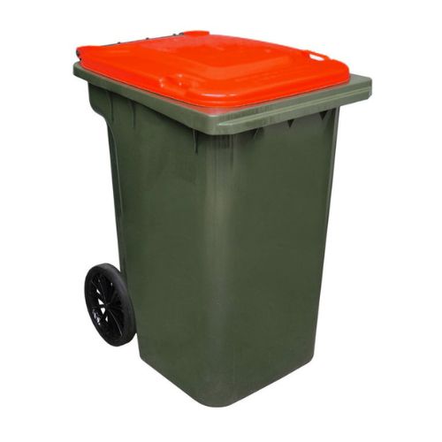 Wheelie Bin 360 Litre green base, red lid