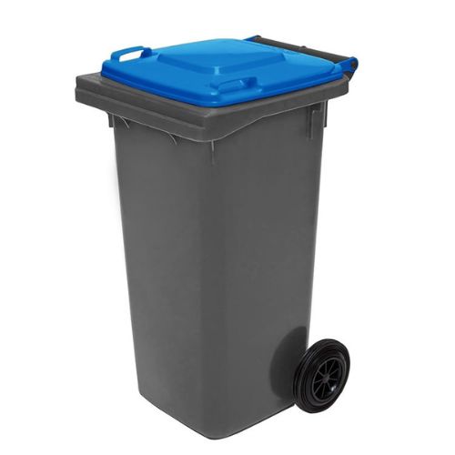 Wheelie Bin 120 Litre grey base, blue lid