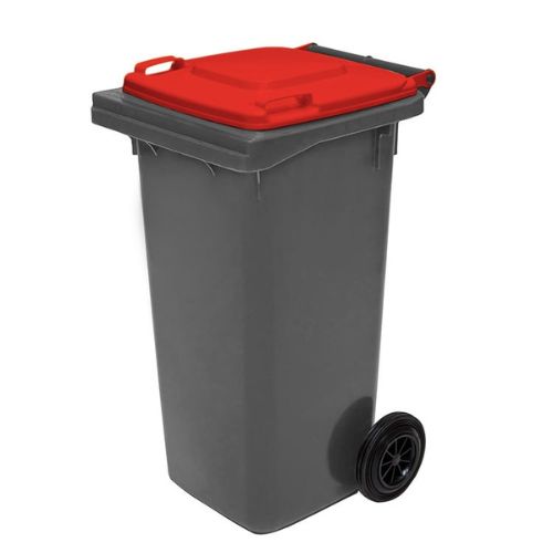 Wheelie Bin 120 Litre grey base, red lid