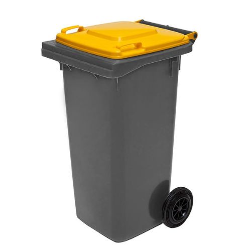 Wheelie Bin 120 Litre grey base, yellow lid