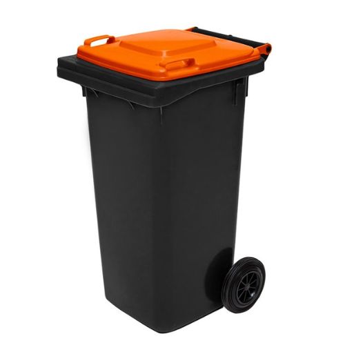 Wheelie Bin 120 Litre black base, orange lid