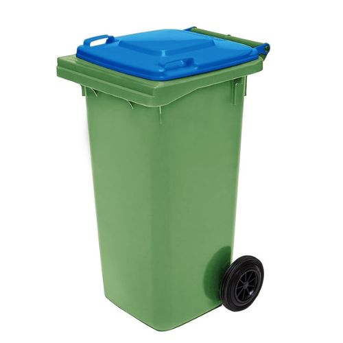 Wheelie Bin 120 Litre nature green base, blue lid