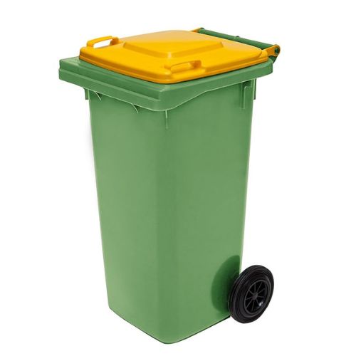 Wheelie Bin 120 Litre nature green base, yellow lid