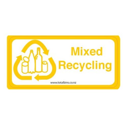 Recycling Labels - Wheelie Bin Lid Yellow Mixed Recycling