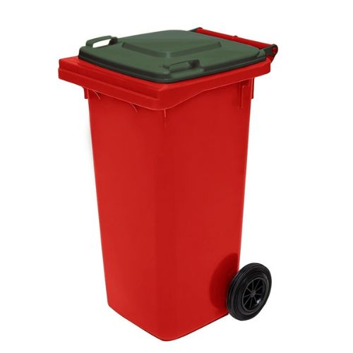 Wheelie Bin 120 Litre red base, green lid