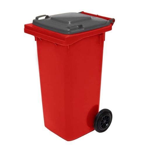 Wheelie Bin 120 Litre red base, grey lid