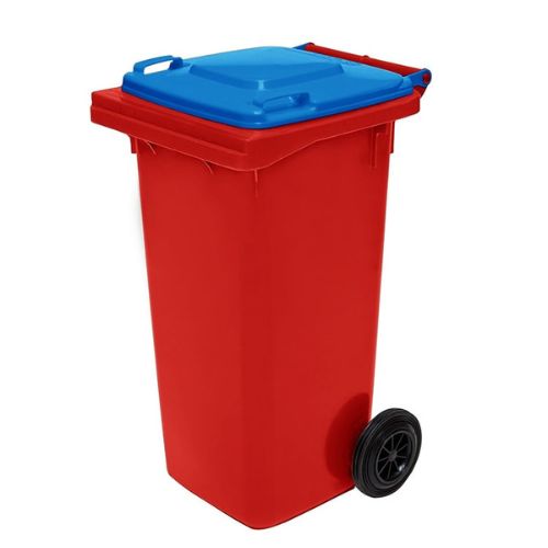 Wheelie Bin 120 Litre red base, blue lid