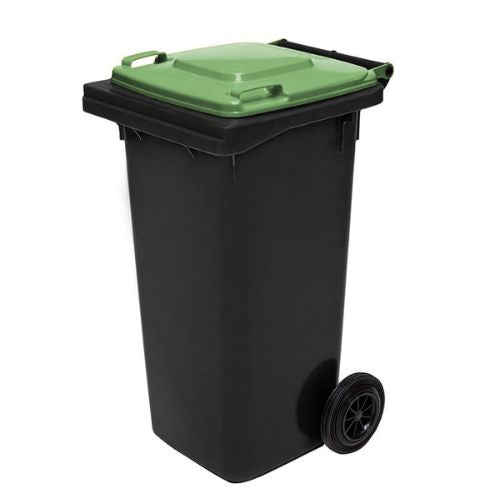 Wheelie Bin 120 Litre black base, nature green lid