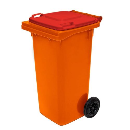 Wheelie Bin 120 Litre orange base, red lid