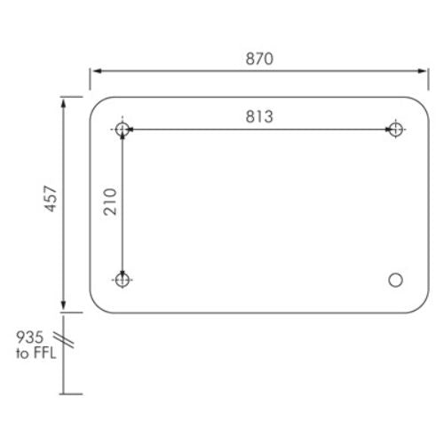 Wall mounted baby changing station - horizontal dimensions