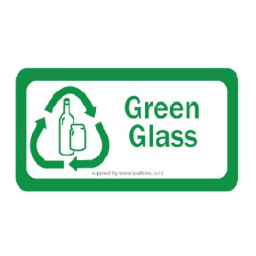 Recycling Labels - Wheelie Bin Lid Green Glass