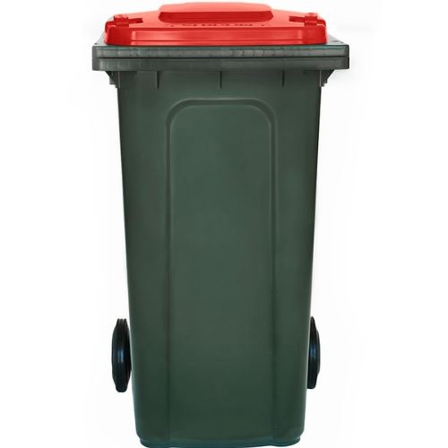 Wheelie Bin 240L green base, red lid
