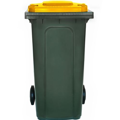 Wheelie Bin 240L green base, yellow lid