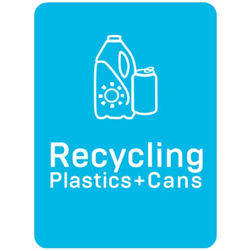 Method Recycling Labels - Large Portrait Blue Plastics and Cans