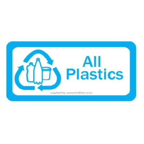 Recycling Labels - Wheelie Bin Lid Blue All Plastics