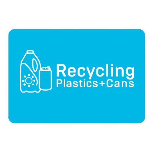 Method Recycling Labels - Large Landscape Blue Plastics + Cans