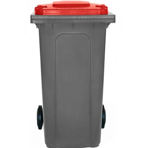 Wheelie Bin 240L grey base, red lid