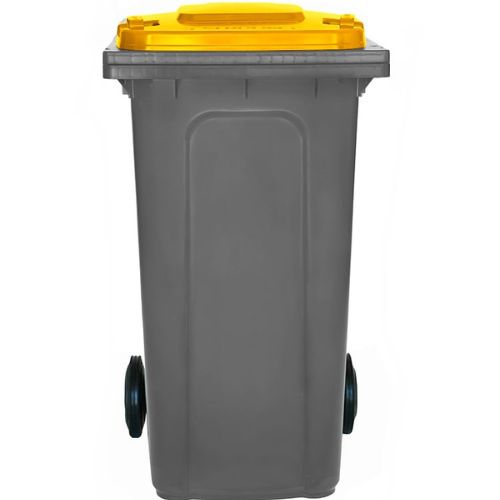 Wheelie Bin 240L grey base, yellow lid