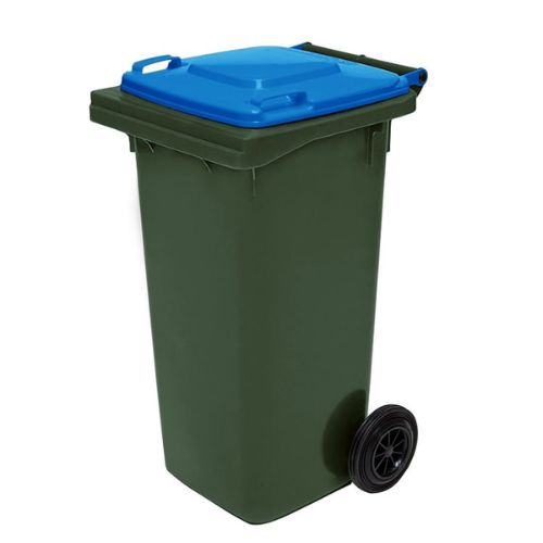 Wheelie Bin 120 Litre green base, blue lid