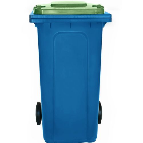 Wheelie bin 240 Litre blue base, nature green lid