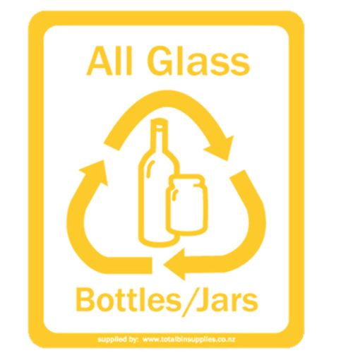 Recycling labels - 25 x 31 cm Yellow All Glass