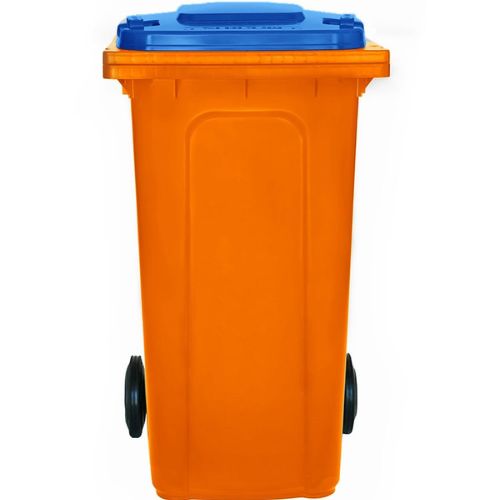 Wheelie Bin 240L orange base, blue lid