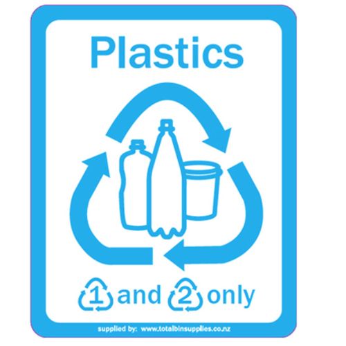 Recycling labels - 25 x 31 cm Blue Plastics 1 and 2