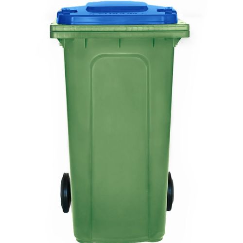 Wheelie Bin 240L nature green base, blue lid