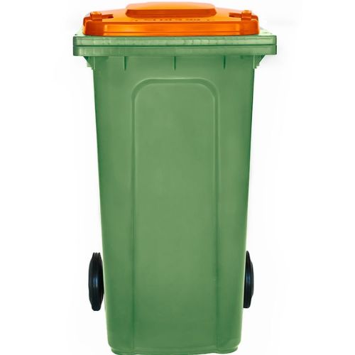 Wheelie Bin 240L nature green base, orange lid