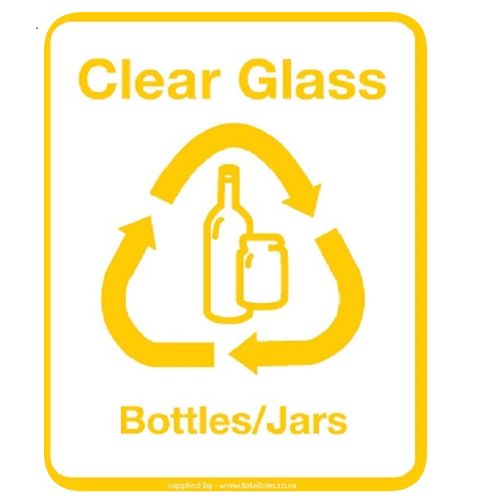 Recycling labels - 25 x 31 cm Yellow Clear Glass
