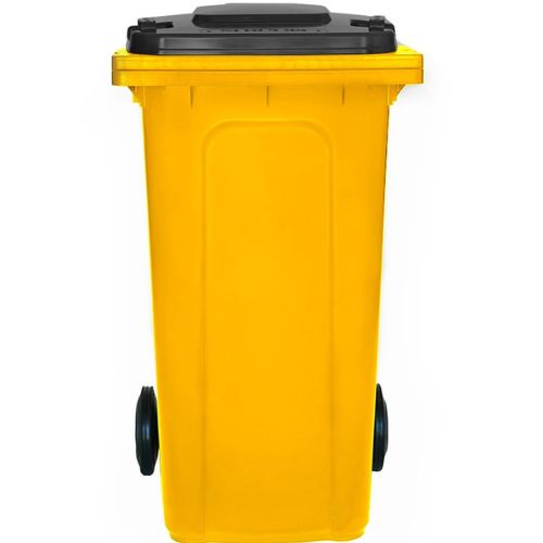 Wheelie Bin 240L yellow base, black lid