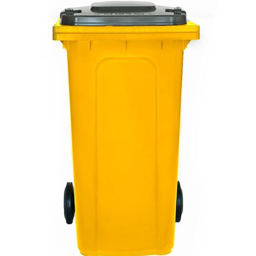 Wheelie Bin 240L yellow base, green lid
