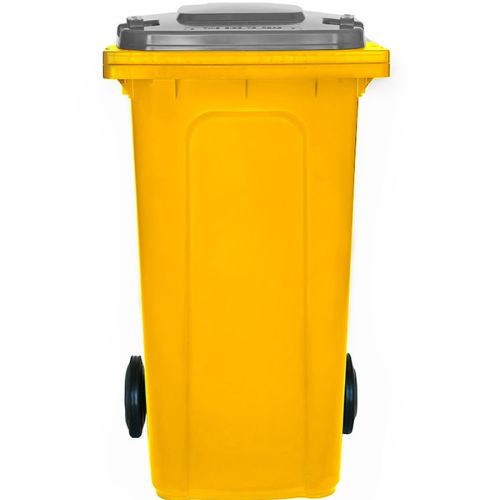 Wheelie Bin 240L yellow base, grey lid