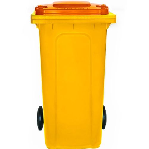 Wheelie Bin 240L yellow base, orange lid