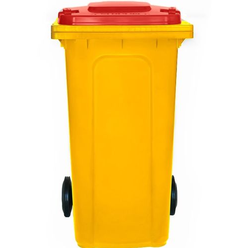 Wheelie Bin 240L yellow base, red lid