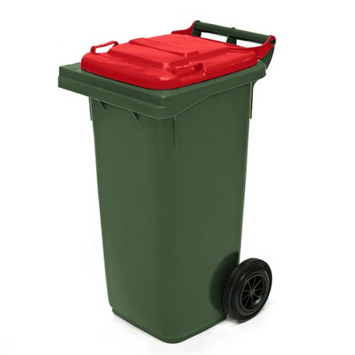 Wheelie Bin 80 Litre green base, red lid