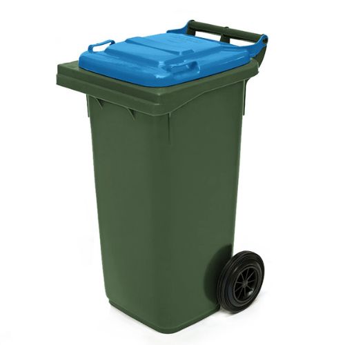 Wheelie Bin 80 Litre green base, blue lid